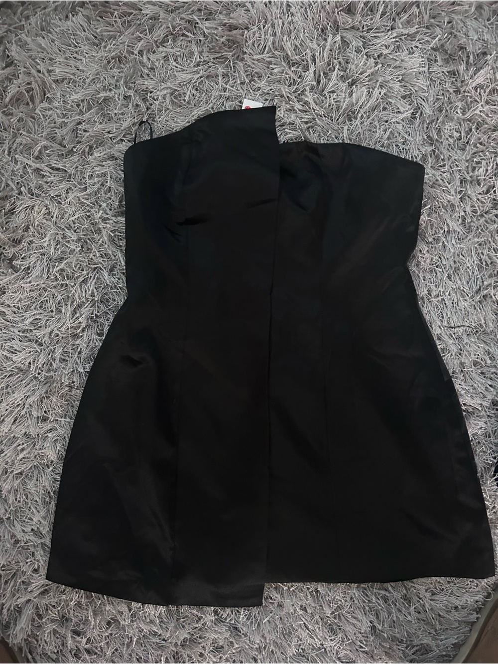 Commense Strapless Black Asymmetric Mini Dress